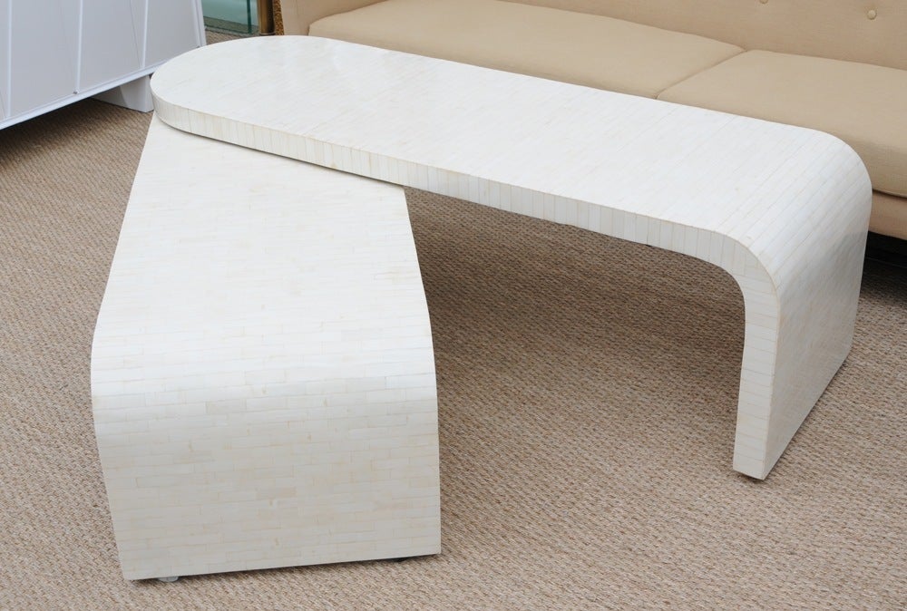 20th Century Bone Inlay Pivoting Cocktail Table