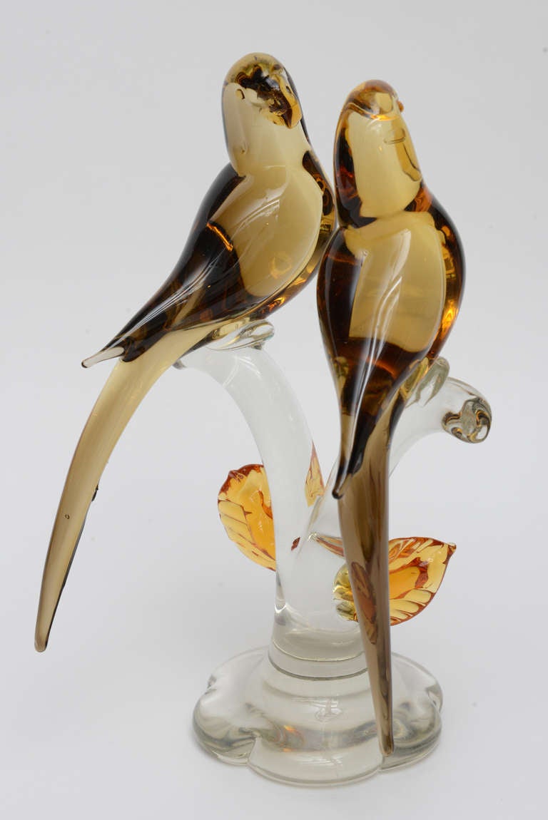 Mid Century Hand Blown Murano Glass Bird Sculpture In Excellent Condition In Miami, FL