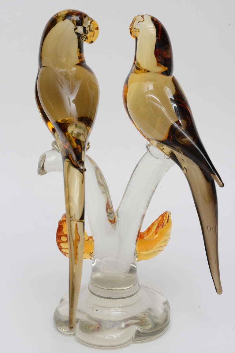Blown Glass Mid Century Hand Blown Murano Glass Bird Sculpture