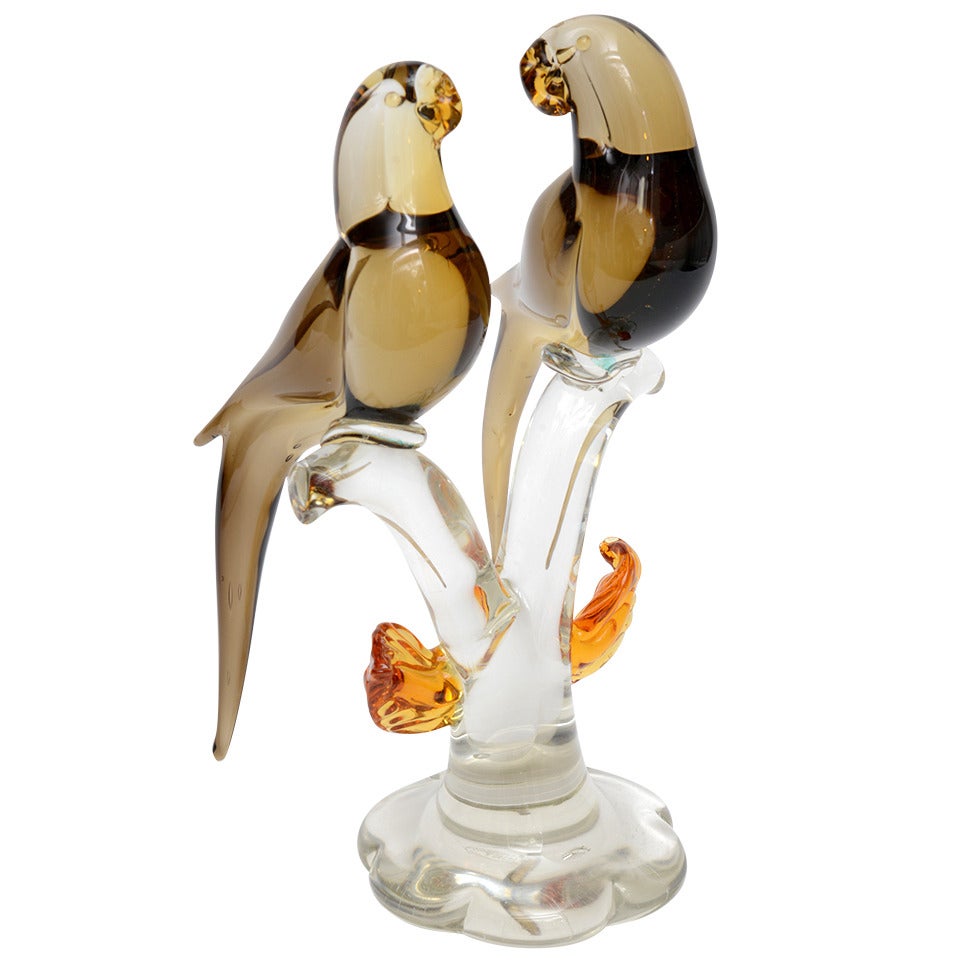 Mid Century Hand Blown Murano Glass Bird Sculpture
