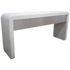 Karl Springer Lacquered Goatskin and Brushed Steel Console Table 