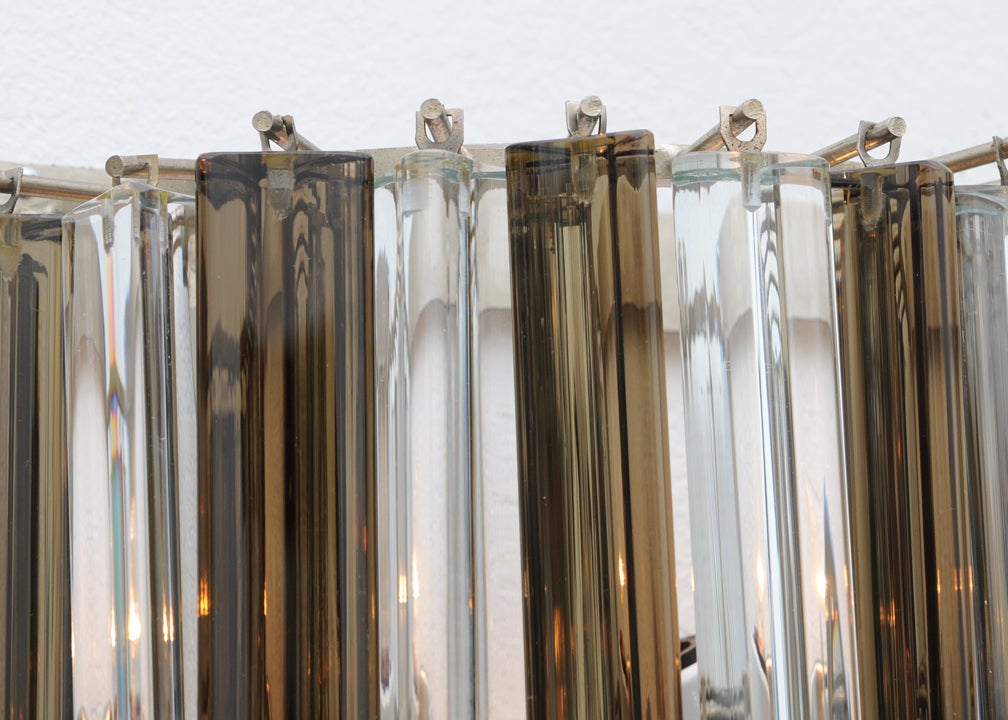 20th Century Venini Smoked and Clear Glass Prism Wall Sconce   For Sale