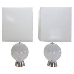 Mazzega Handblown Murano Glass Globe Lamps