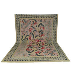 Vintage Patterned Art Deco Red, Green, and Yellow Rug