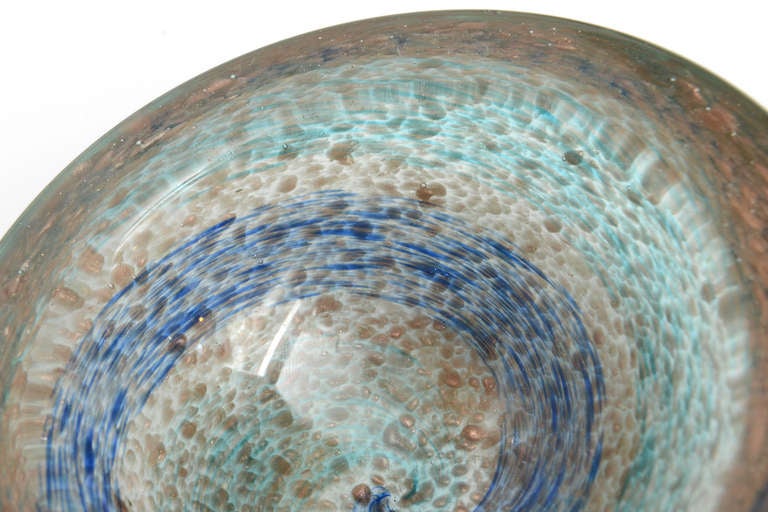 Italian Aureliano Toso Handblown Murano Glass Bowl For Sale