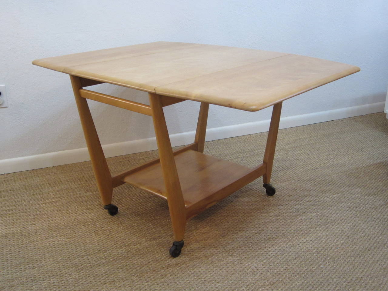 Heywood Wakefield Maple Drop Leaf Table with Inverted Sides For Sale 3