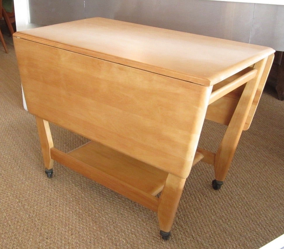 Mid-Century Modern Heywood Wakefield Maple Drop Leaf Table with Inverted Sides For Sale