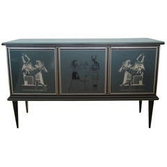 Italian Glass Front Credenza by Umberto Mascagni