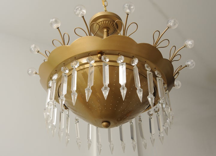 Brass and Lucite Whimsical Chandelier In Good Condition In Miami, FL