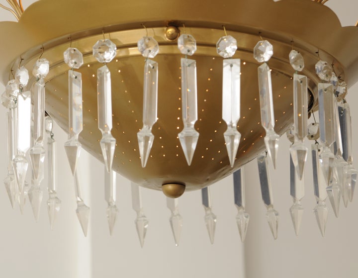 Mid-20th Century Brass and Lucite Whimsical Chandelier