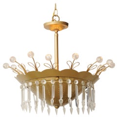Brass and Crystal Prism Chandelier 9
