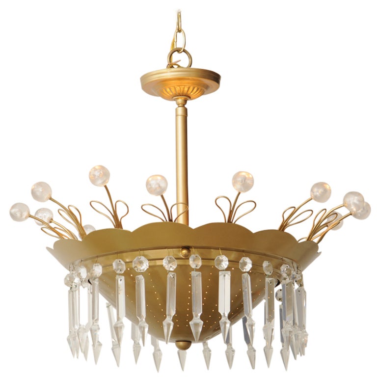 Brass and Lucite Whimsical Chandelier