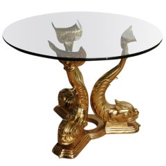 Triple Undine Polished Brass Center Table