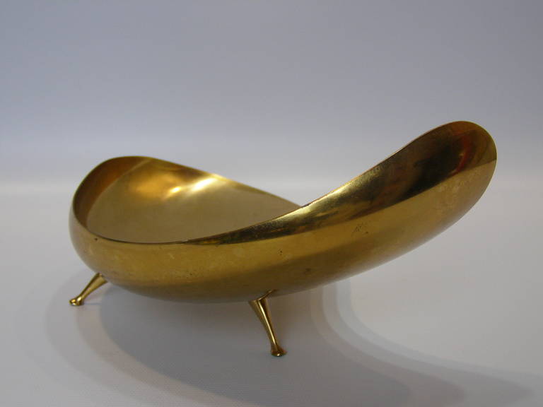Organic Form Footed Brass Serving Dish at 1stDibs