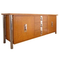 Vintage Burl Wood Credenza by Mastercraft