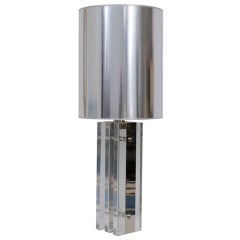 Italian Lucite & Steel Table Lamp  