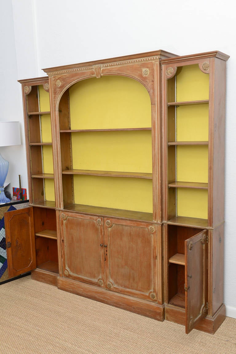 20th Century Pine Display Cabinet Wall Unit, Shallow to the Wall