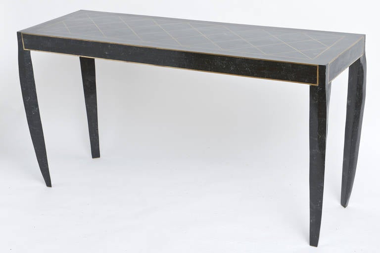 Tessellated Marble with Brass Inlay Console Table Casa Bique In Good Condition In Miami, FL