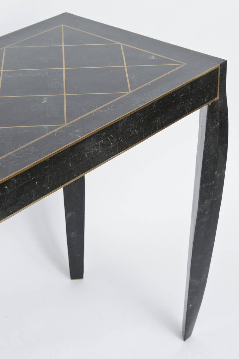 Late 20th Century Tessellated Marble with Brass Inlay Console Table Casa Bique