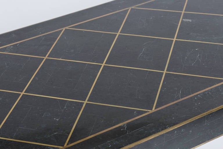 Tessellated Marble with Brass Inlay Console Table Casa Bique 1