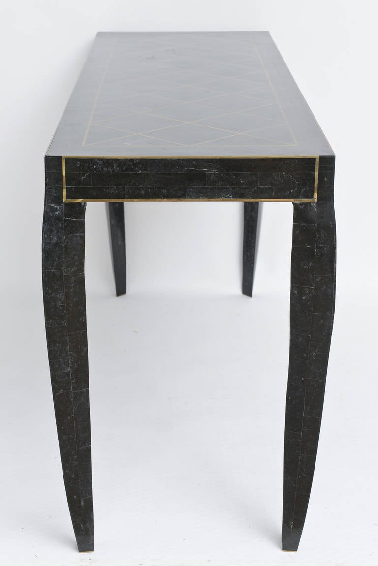 Tessellated Marble with Brass Inlay Console Table Casa Bique 2