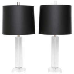 Pair of Shirley Ritts Lucite Column Lamps