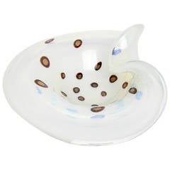 Fratelli Toso Opaline Eye Murine Handblown Murano Glass Dish