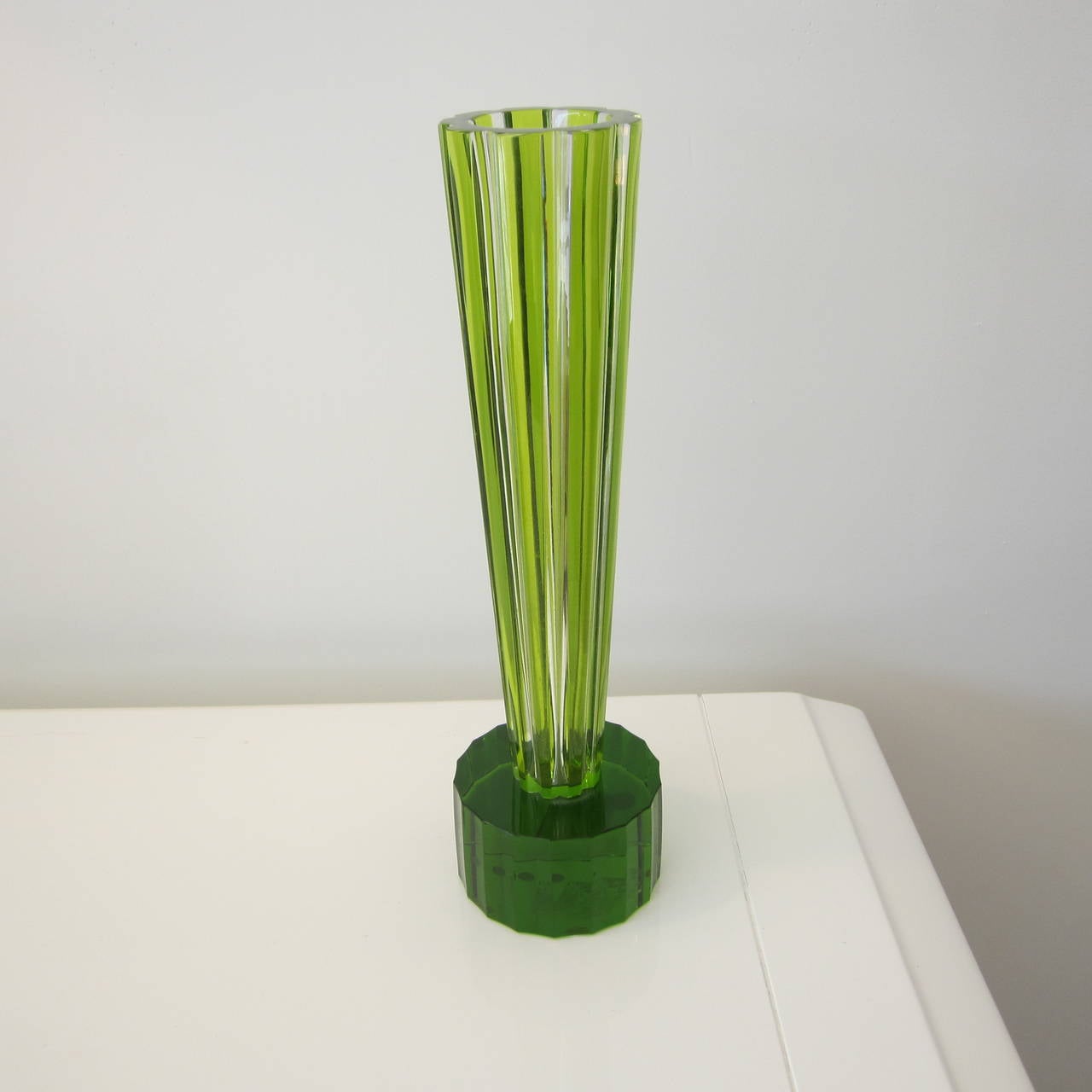 Faceted Ettore Sottsass Crystal Trumpet Vase for Baccarat Signed For Sale