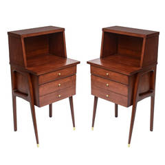 Pair of Midcentury Italian Mahogany Side Tables by Dassi et Figli