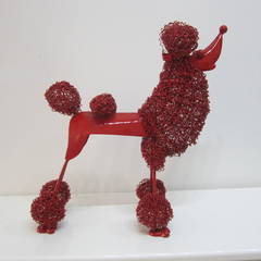 Metal Fire Engine Red Standard-Poodle Sculpture