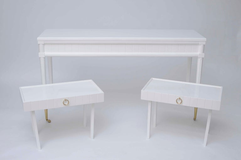 Lacquered Console Table with Pull-Out Drinks Tables