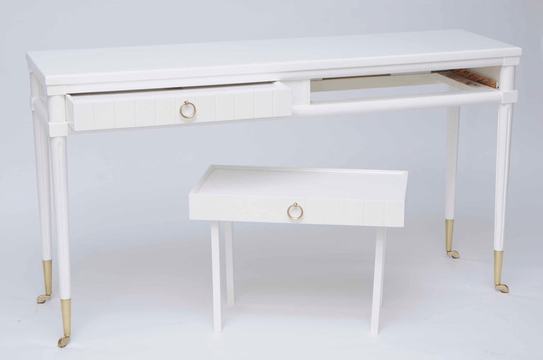 Mid-20th Century Console Table with Pull-Out Drinks Tables