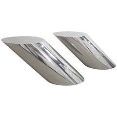 Pair of J. Wade Beam for Brueton Polished Steel Zephyr Tables
