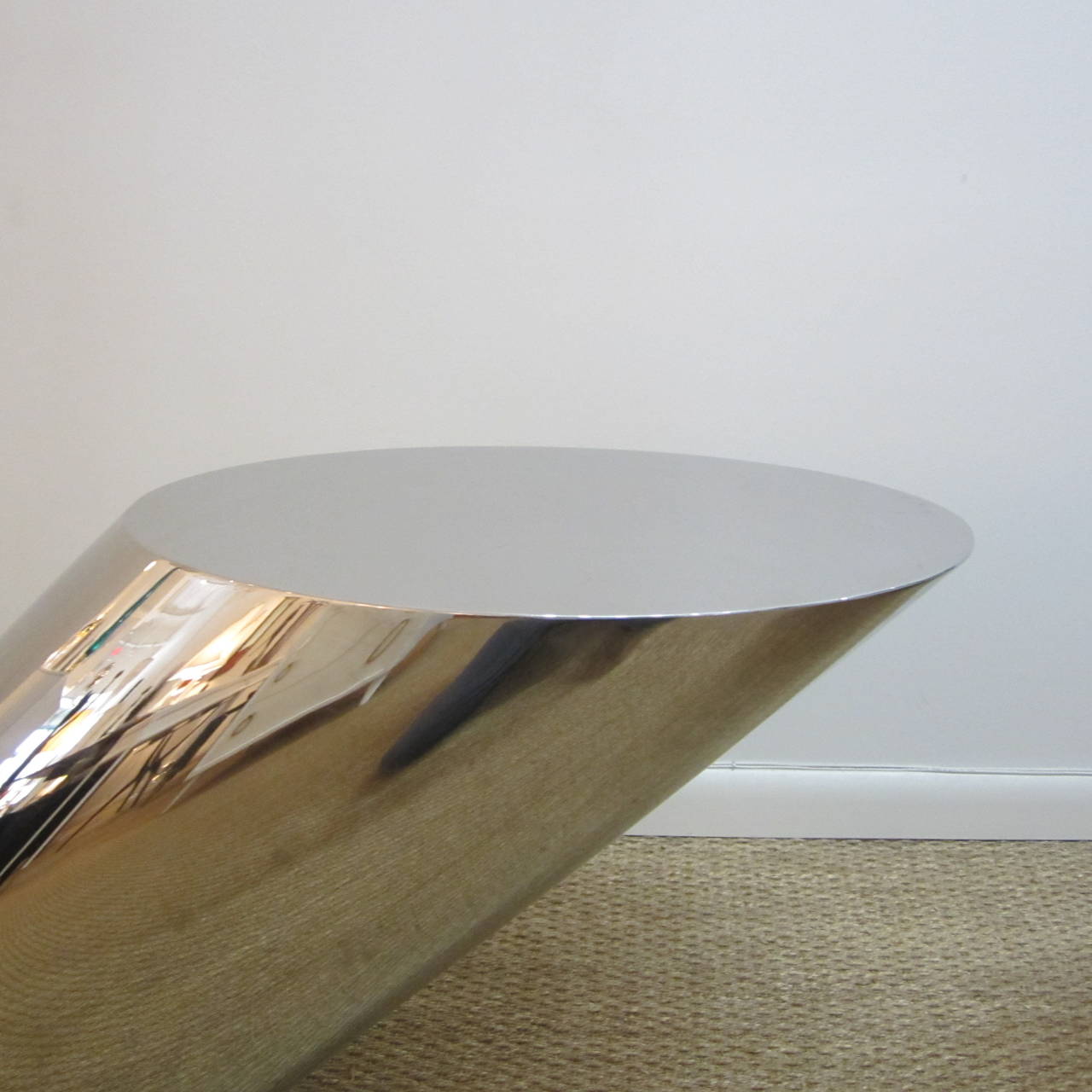 Stainless Steel Pair of J. Wade Beam for Brueton Polished Steel Zephyr Tables For Sale