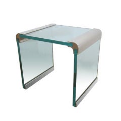 Pace Glass & Steel Waterfall Side Table