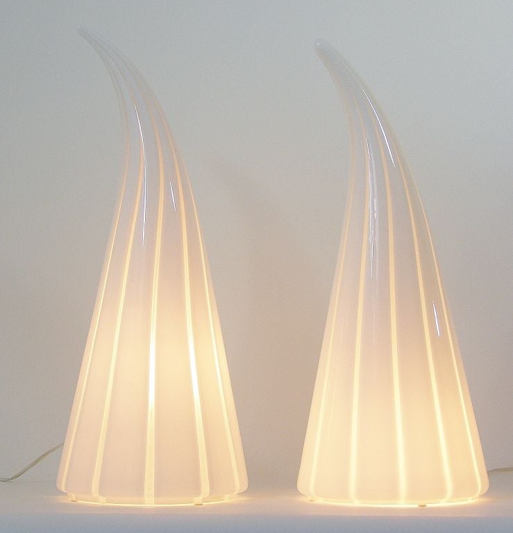 Italian Pair of Vistosi Murano Glass Lamps