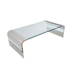 Pace Steel and Glass Waterfall Cocktail Table