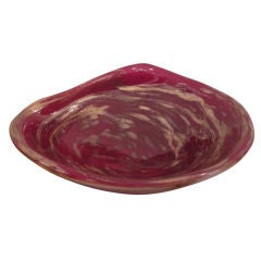 Murano Glass Folded Dish with Copper Leafing