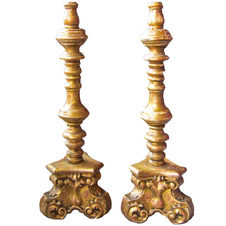 Baroque Gilded Candlestick For Sale