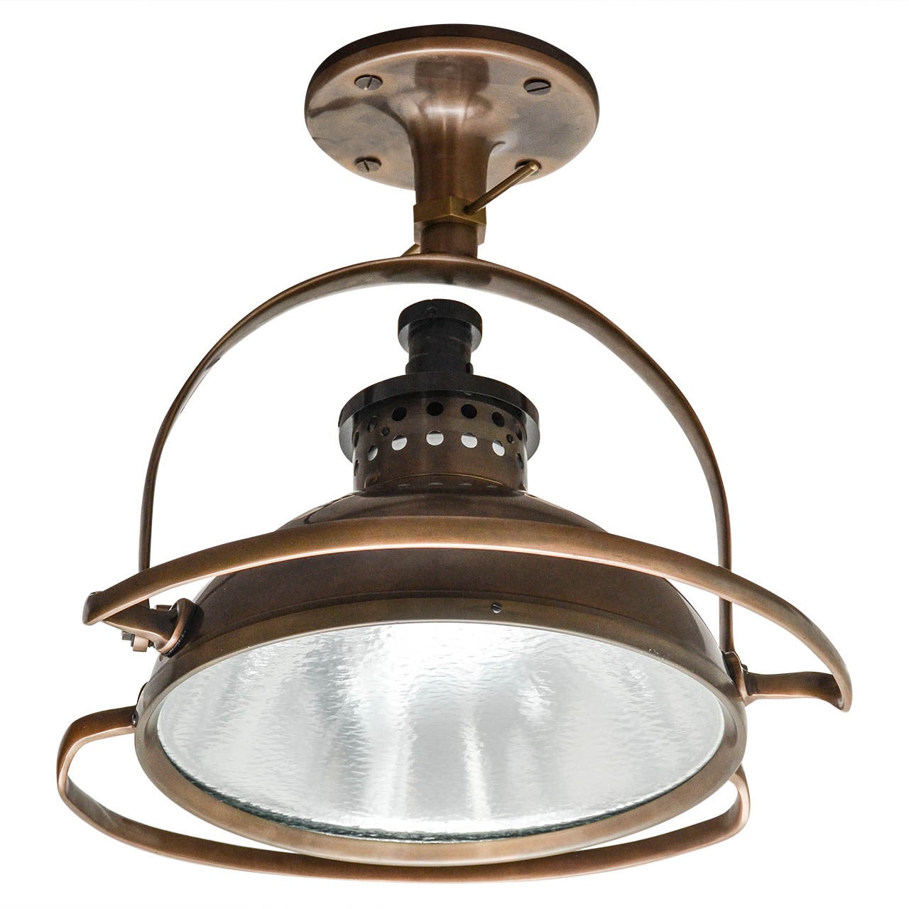 Industrial Brass Ceiling Mounted Light by Wilmont Castle Co.