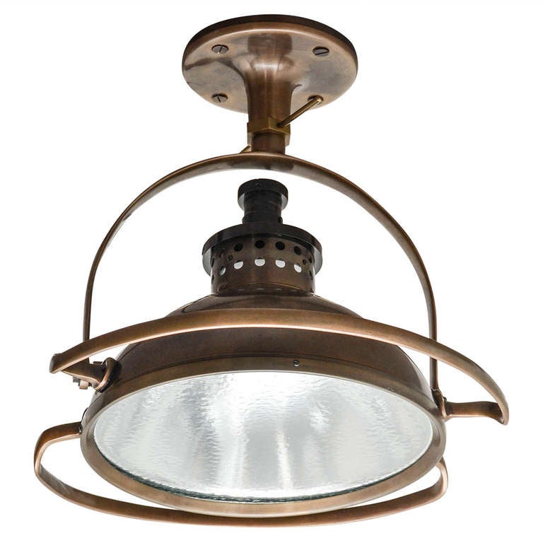 Industrial Brass Ceiling Mounted Light by Wilmont Castle Co. at 1stDibs