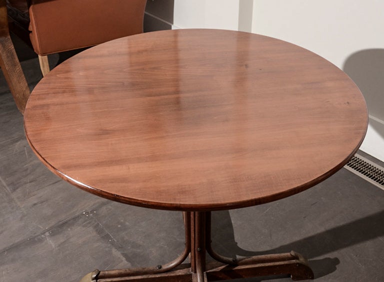 French Thonet Table with Contemporary Wood Top