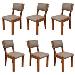 Set of Six Upholstered Dining Chairs by Charles Dudouyt