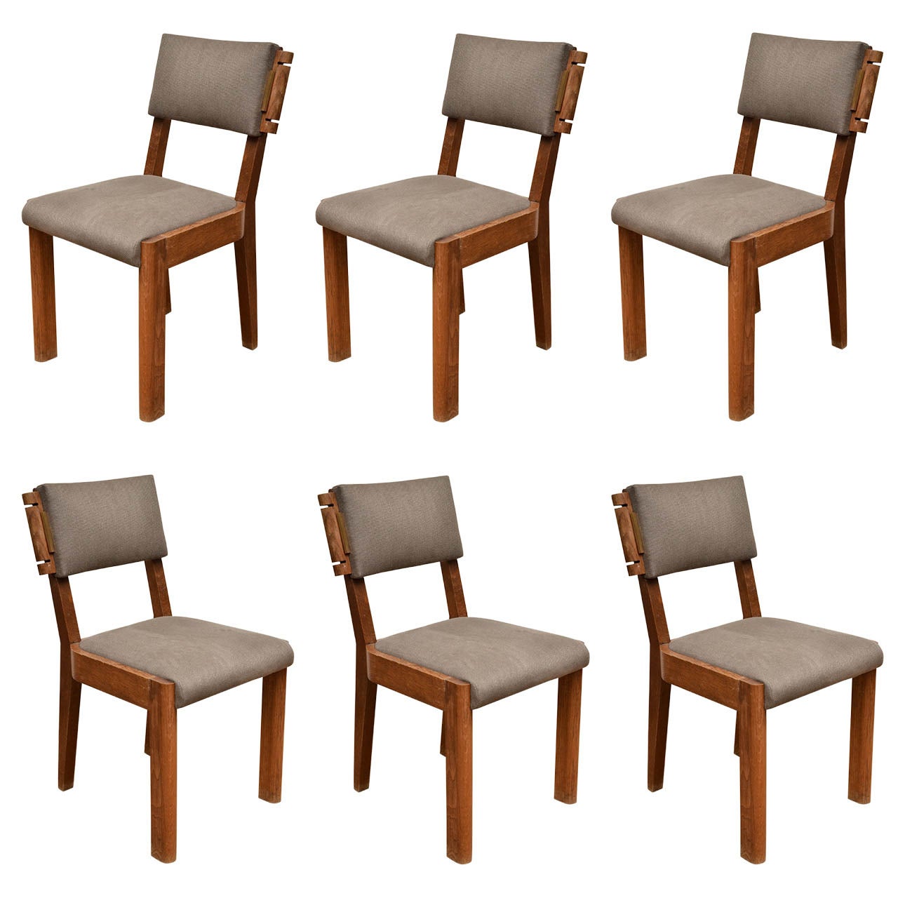 Set of Six Upholstered Dining Chairs by Charles Dudouyt