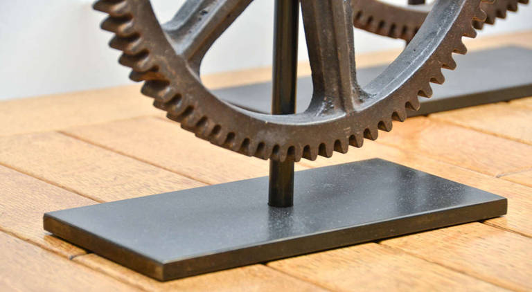Collection of Soild Bronze Gears on Metal Display Stands 2