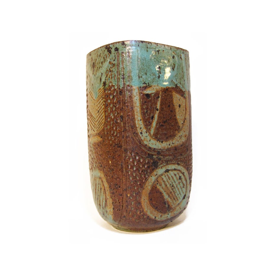 Incised Pottery Vase by Marguerite Wildenhain For Sale