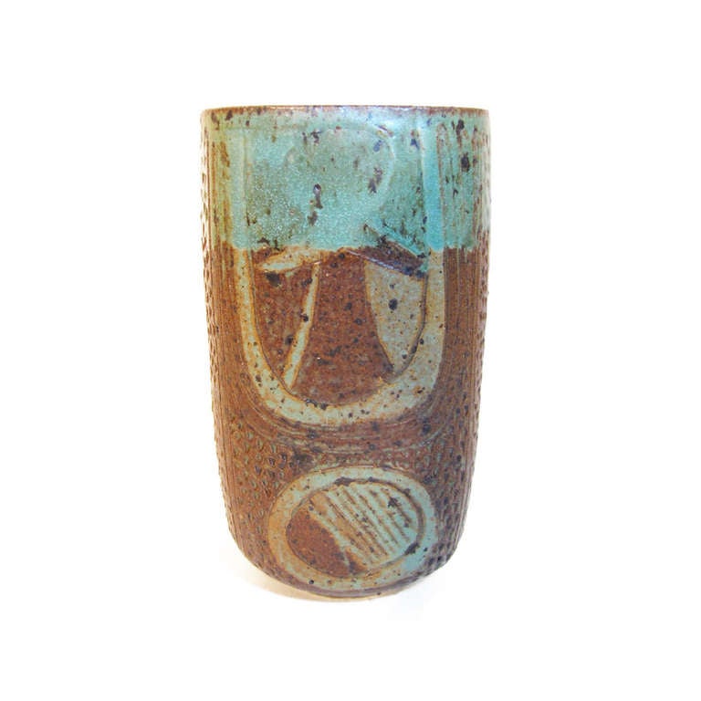 American Incised Pottery Vase by Marguerite Wildenhain For Sale