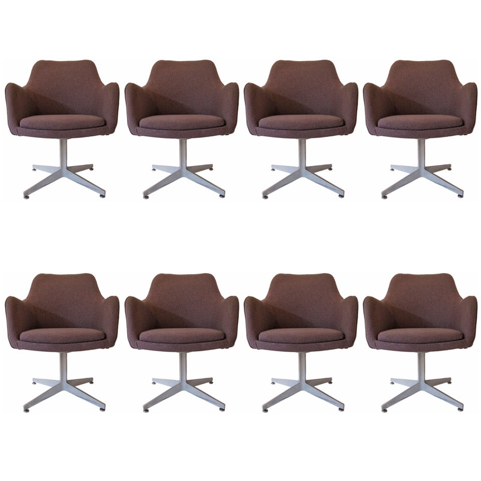 Set of Eight Swivel Dining or Conference Chairs by Ward Bennett For Sale