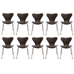 Set of Ten Arne Jacobsen Series Seven Chairs in Leather