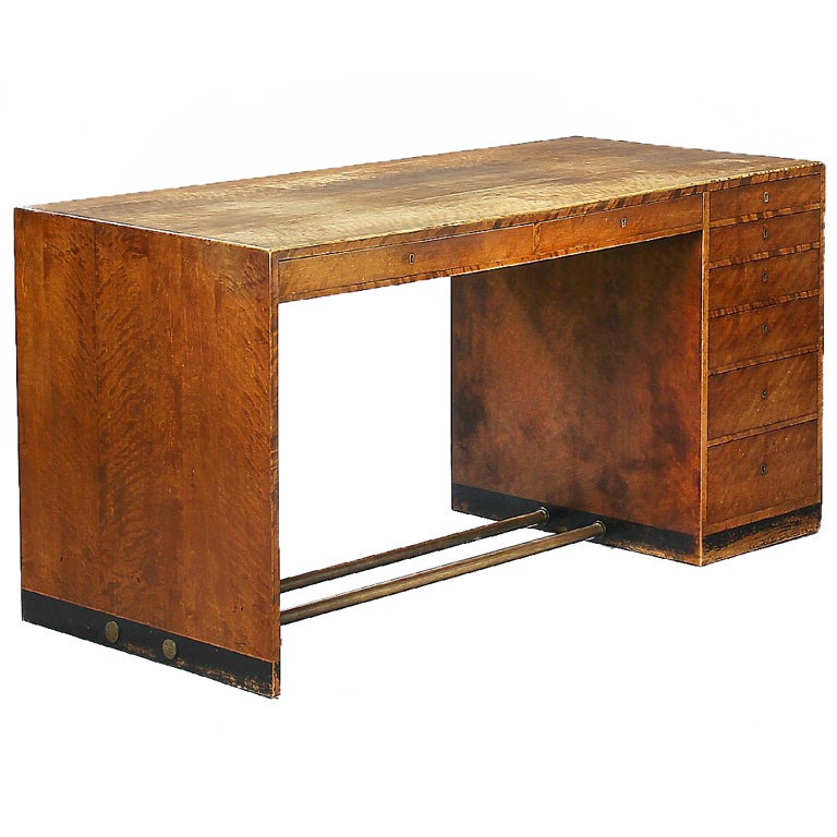 Desk by Jacob Kjaer in Birch + Brass For Sale